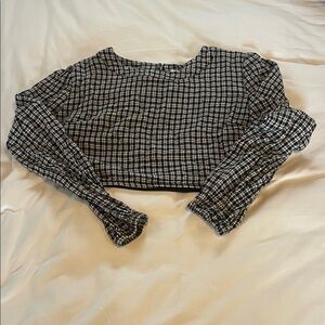 Black and White Checkered Women's Top with cut out back